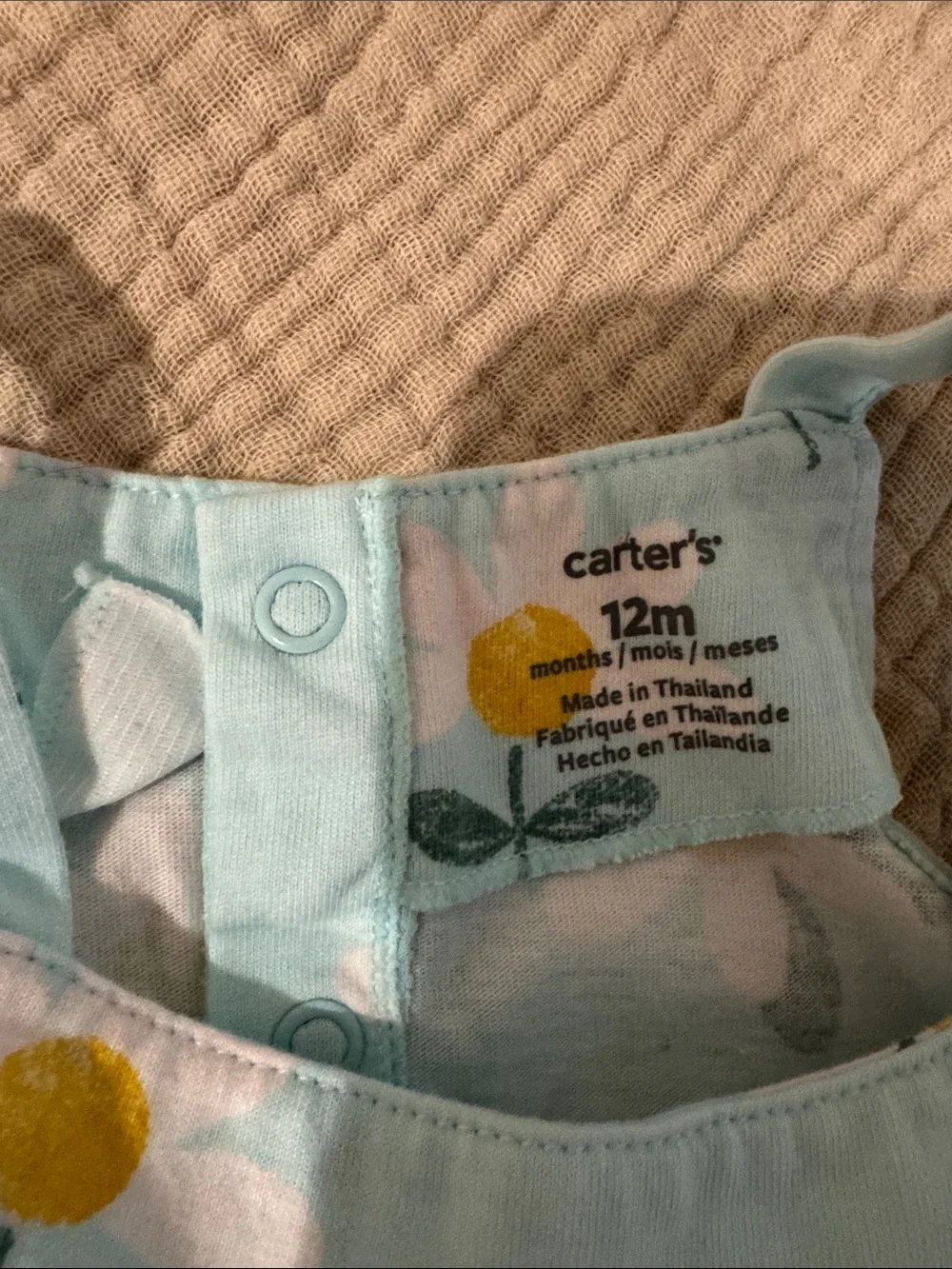 Carter's Light Blue Daisy Bubble Romper with Yellow Centers